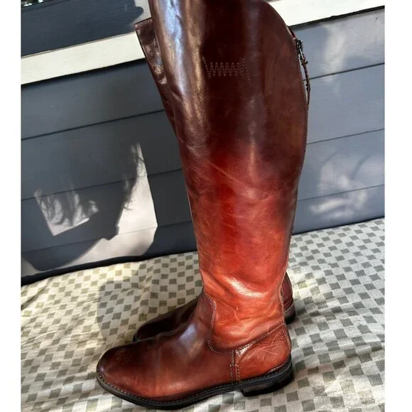 Franco Sarto Leather Riding Boots – Wide Calf | Cognac Brown | Knee-High - Picture 2 of 5